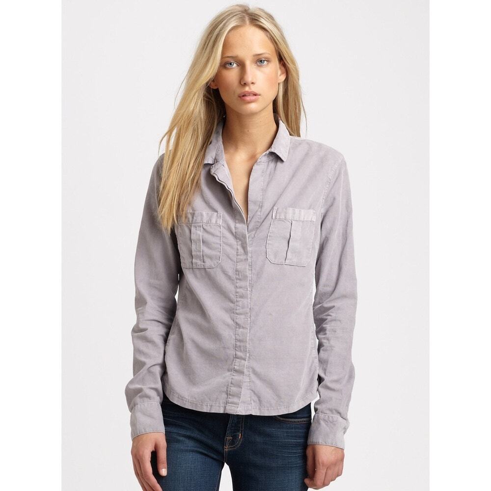 James Perse Lavendar Purple Standard Corduroy Military Knit Side Shirt Sz 3 LRG
